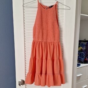 ZARA Coral Pink Tiered Mini Dress Size XS